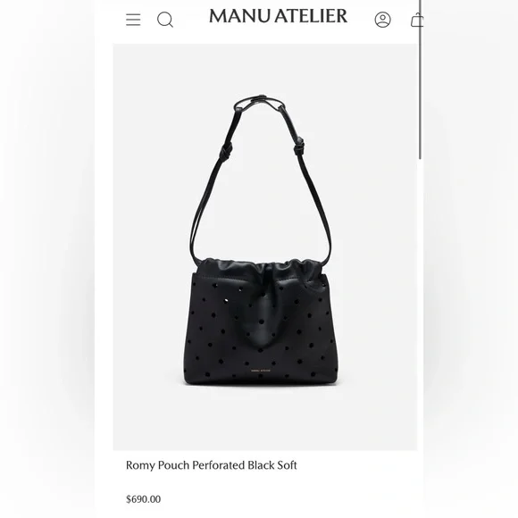 Romy Pouch Perforated Black Leather Bag - Sold Out. BNWT, in box. - Picture 1 of 10